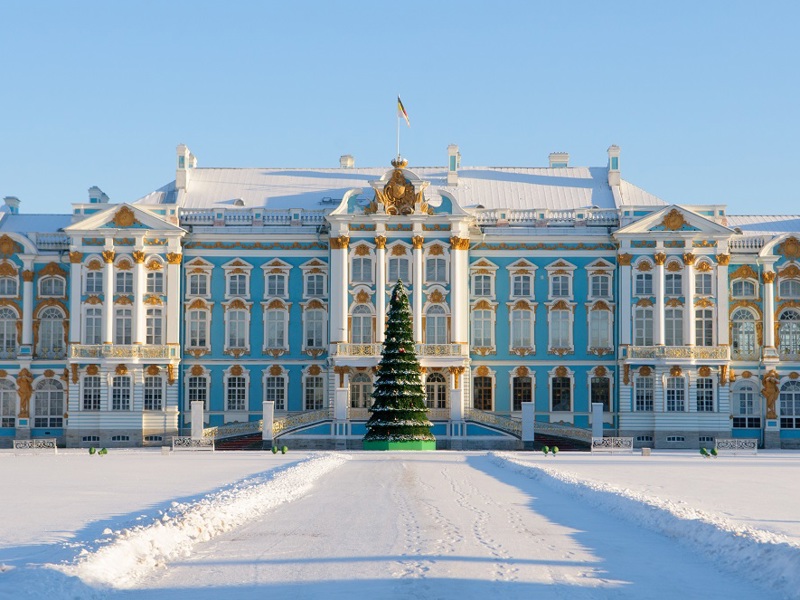 New Year in Arctic Circle Tour. Catherine Palace with Christmas tree