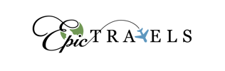 Epic Travels logo with green globe and blue plane